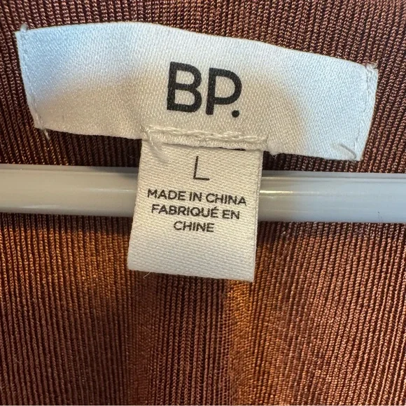 BP. Long Sleeve Copper Brown Shimmer Crop Top Size Large - Picture 2 of 4